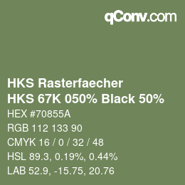 カラーコード: HKS Rasterfaecher - HKS 67K 050% Black 50% | qconv.com