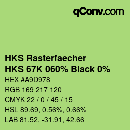 Código de color: HKS Rasterfaecher - HKS 67K 060% Black 0% | qconv.com