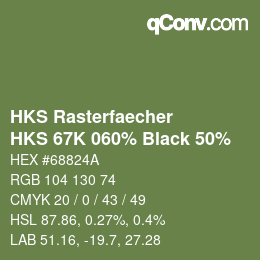 カラーコード: HKS Rasterfaecher - HKS 67K 060% Black 50% | qconv.com