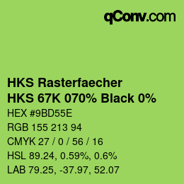 カラーコード: HKS Rasterfaecher - HKS 67K 070% Black 0% | qconv.com