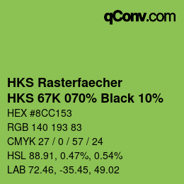 Code couleur: HKS Rasterfaecher - HKS 67K 070% Black 10% | qconv.com
