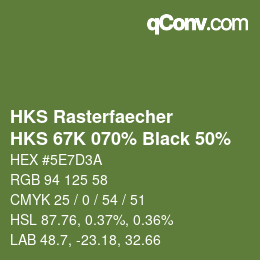 カラーコード: HKS Rasterfaecher - HKS 67K 070% Black 50% | qconv.com