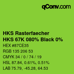 Farbcode: HKS Rasterfaecher - HKS 67K 080% Black 0% | qconv.com