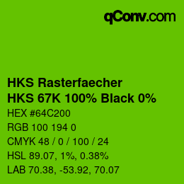 Code couleur: HKS Rasterfaecher - HKS 67K 100% Black 0% | qconv.com