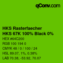 カラーコード: HKS Rasterfaecher - HKS 67K 100% Black 0% | qconv.com