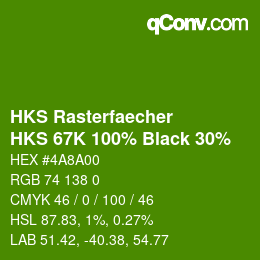 カラーコード: HKS Rasterfaecher - HKS 67K 100% Black 30% | qconv.com