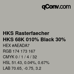 Color code: HKS Rasterfaecher - HKS 68K 010% Black 30% | qconv.com