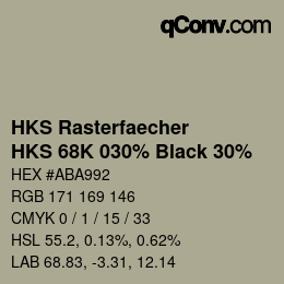 Farbcode: HKS Rasterfaecher - HKS 68K 030% Black 30% | qconv.com