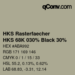 Color code: HKS Rasterfaecher - HKS 68K 030% Black 30% | qconv.com