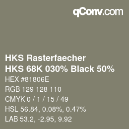 Farbcode: HKS Rasterfaecher - HKS 68K 030% Black 50% | qconv.com