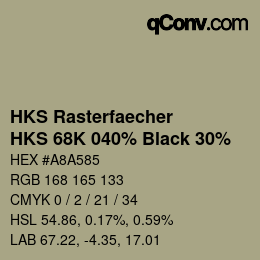 Código de color: HKS Rasterfaecher - HKS 68K 040% Black 30% | qconv.com