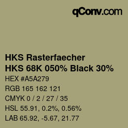 Farbcode: HKS Rasterfaecher - HKS 68K 050% Black 30% | qconv.com