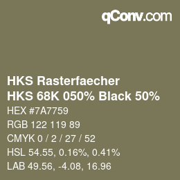 Farbcode: HKS Rasterfaecher - HKS 68K 050% Black 50% | qconv.com