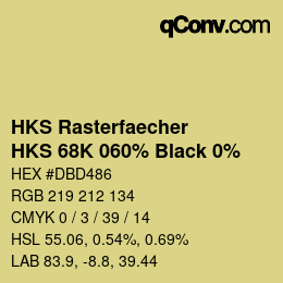 Code couleur: HKS Rasterfaecher - HKS 68K 060% Black 0% | qconv.com