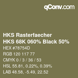 Farbcode: HKS Rasterfaecher - HKS 68K 060% Black 50% | qconv.com