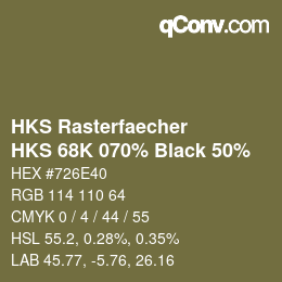 Farbcode: HKS Rasterfaecher - HKS 68K 070% Black 50% | qconv.com