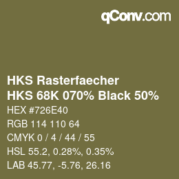Color code: HKS Rasterfaecher - HKS 68K 070% Black 50% | qconv.com