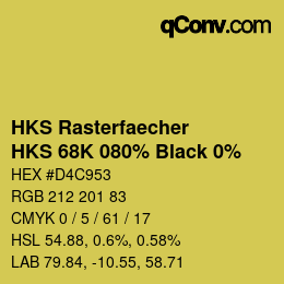 Code couleur: HKS Rasterfaecher - HKS 68K 080% Black 0% | qconv.com