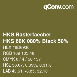 Farbcode: HKS Rasterfaecher - HKS 68K 080% Black 50% | qconv.com