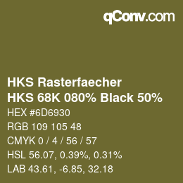 Code couleur: HKS Rasterfaecher - HKS 68K 080% Black 50% | qconv.com