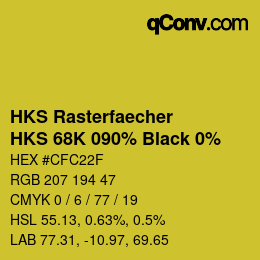 Code couleur: HKS Rasterfaecher - HKS 68K 090% Black 0% | qconv.com