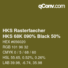 Color code: HKS Rasterfaecher - HKS 68K 090% Black 50% | qconv.com