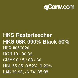 Code couleur: HKS Rasterfaecher - HKS 68K 090% Black 50% | qconv.com