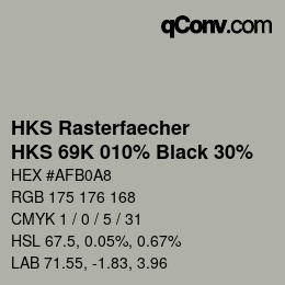カラーコード: HKS Rasterfaecher - HKS 69K 010% Black 30% | qconv.com