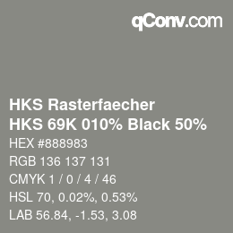 Color code: HKS Rasterfaecher - HKS 69K 010% Black 50% | qconv.com