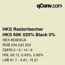 Code couleur: HKS Rasterfaecher - HKS 69K 020% Black 0% | qconv.com