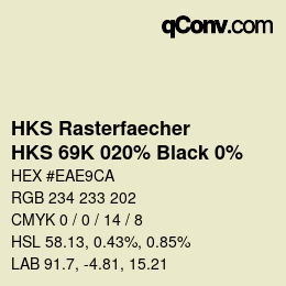 カラーコード: HKS Rasterfaecher - HKS 69K 020% Black 0% | qconv.com