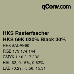 カラーコード: HKS Rasterfaecher - HKS 69K 030% Black 30% | qconv.com