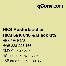 Code couleur: HKS Rasterfaecher - HKS 69K 040% Black 0% | qconv.com