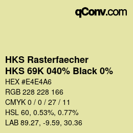 カラーコード: HKS Rasterfaecher - HKS 69K 040% Black 0% | qconv.com