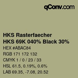 Código de color: HKS Rasterfaecher - HKS 69K 040% Black 30% | qconv.com