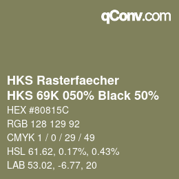 カラーコード: HKS Rasterfaecher - HKS 69K 050% Black 50% | qconv.com