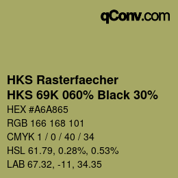 カラーコード: HKS Rasterfaecher - HKS 69K 060% Black 30% | qconv.com