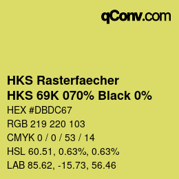 カラーコード: HKS Rasterfaecher - HKS 69K 070% Black 0% | qconv.com