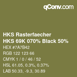 Code couleur: HKS Rasterfaecher - HKS 69K 070% Black 50% | qconv.com