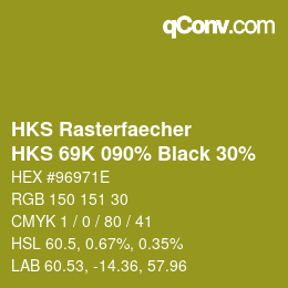 カラーコード: HKS Rasterfaecher - HKS 69K 090% Black 30% | qconv.com