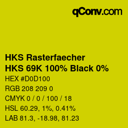 カラーコード: HKS Rasterfaecher - HKS 69K 100% Black 0% | qconv.com
