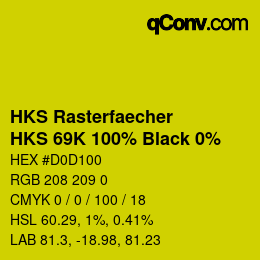 Color code: HKS Rasterfaecher - HKS 69K 100% Black 0% | qconv.com