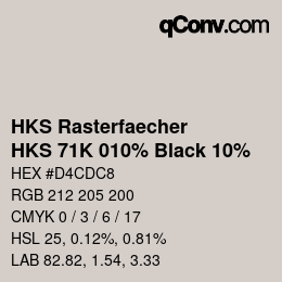 Code couleur: HKS Rasterfaecher - HKS 71K 010% Black 10% | qconv.com