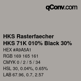 Código de color: HKS Rasterfaecher - HKS 71K 010% Black 30% | qconv.com