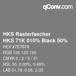 Código de color: HKS Rasterfaecher - HKS 71K 010% Black 50% | qconv.com