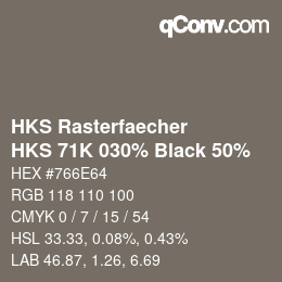 Color code: HKS Rasterfaecher - HKS 71K 030% Black 50% | qconv.com