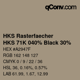 Código de color: HKS Rasterfaecher - HKS 71K 040% Black 30% | qconv.com