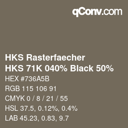 Color code: HKS Rasterfaecher - HKS 71K 040% Black 50% | qconv.com