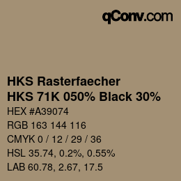 颜色代码: HKS Rasterfaecher - HKS 71K 050% Black 30% | qconv.com