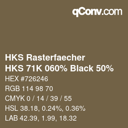 Código de color: HKS Rasterfaecher - HKS 71K 060% Black 50% | qconv.com